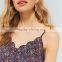 Pins & Needles loose fit button floral printed scallop edges cami strappy tanks