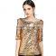 Womens sequin paillette detail golden hot gilrs tight shirt