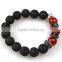 Skull Charm Lava Stone Bracelet Rhinestone Crystal Spacer Bead Red Agate Bracelet
