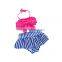 Bow stripes two pieces swimwear for baby girl