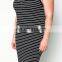 High quality wholesale clothing women plus size front zipper stripe knit maix dress xxxxl fancy dress