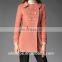 Custom made tailed ladies pink wool long winter slim fit wool coat