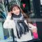knitted scarf 220*50cm with 2*10cm fringe 2017 new design woman scarf two-tone pattern scarf