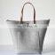 multipurpose shoulder bag style polyester women felt tote bag with leather handle and front pocket handbag