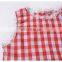 2019 summer Girls red white plaid Dresses kids lace princess dress