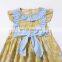 2019 Summer cotton yellow Infant Baby Girls Dress fly Sleeve Bowknot Floral A-Line Knee-Length Dress Ruffled Party Dress