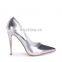 Ladies Silver Metallic Pointed Court High Heels Sandals Use Good Quality and Make Women Shoes High (5cm-8cm) Spike Heels PU PK