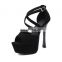 women handmade high quality shoes high heel round toe slip on platform sandals or evening wear shoe