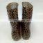 Customized fashionable women Leopard Printed rubber egoli gumboots steel toe cap gumboots gold