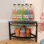 Factory custom multifunction sector 2 tier cans spice organizer shelf corner kitchen storage rack