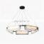 Modern minimalist alabaster chandelier villa hotel interior decoration LED lighting black metal chandelier