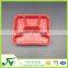 Hot selling,big red 4-compartment plastic fast food container
