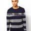 Man's Cotton Blend Knit Block Stripe Design Sweater