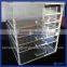 2016 hot sale acrylic drawer storage organizer with 5 drawer & 1 top lid