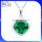 Fashion White Gold Plated Flower Shaped Cubic Zircon Pave CZ 925 Sterling Silver Lab Created Diamond Emerald Pendant