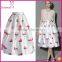 Stunning ivory custom pink flamingo print midi skirt , New Arrivals Chic Flamingos Print Pleated A-line Skirt