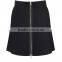 Mini Black Ribbed Zipper Skater Skirt for Ladies