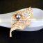 Amazing Silver Gold Plated Hollow Out Leaf Brooches Big Imitation Pearl Brooch Pins for Women Jewelry Gift
