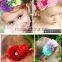 Kids girl knit headband cute rose flower crown elastic colors hairband