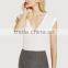 Fancy ladies tops latest design elegant v neck short sleeve custom t shirt