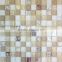 Sea Shell Mix Crackled Yellow and White Crystal Glass Mosaic Tile