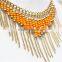 Newest Gold Multirow Goldtone & Orange Seed Bead Pendant Thickness Chain Triple Necklace2016 Fashion Style Wholesale