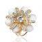 Elegant Opal Flower Crystal Rhinestone Costume Scarf Brooch Clasp For Lady