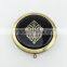Hot sale metal bronze make up mirror with epoxy sticker