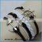 Fashion simple metal plate leather bracelet with owl Charm
