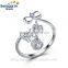 ribbon bow shaped wedding engagement CZ diamond korean wedding silver ring