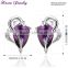 Elegant Amethyst Purple Zircon Crystal Stud Earrings for Women Platinum Plated Gold Earring Channel Earrings