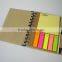 recycler spiral notebook with pen ,cheap, with sticky note