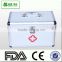 2015 stick LOGO alumnium duplex soft-filled sheeting empty emergency first aid box /bag with lock and sponge and shoulder straps