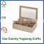 wooden 6 section custom tea bag box storage holder with glass lid