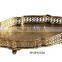 Retro Solid Brass Round Severing Tray, Hand Engraved Bronze Csating Tea Tray With Base, Home Decorative Tray