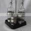 4 pieces mat shinning stainless steel coated glass spice jar with cork with plastic stand