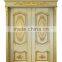 High End European Imperial Style Rome Framed Decorative Solid Wood Carving Double Door Painted in White and Gold BF12-05234c