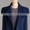Fashion blue woolen large lapel collar knee length women Long Coat Model