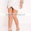2016 high quality women white pleated magic wrap mini skirt