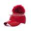 Myfur Wholesale Colors Winter Leather Pom Baseball Cap With Fur Pom Pom