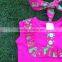 2-7years girls clothing sets children hot pink clothes tops t shirt + pants baby kids suits 2 pcs suit retail with accessories