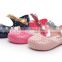 Shining side bow hook and loop type mini melissa jelly shoes
