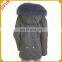 Jsfur Raccoon Fur Coat Winter Women Wear Hooded Canvas Parka
