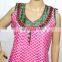 Cotton Summer Designer Neck Embroidery Block Print Kurta Kurti Tunic