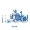 2020 Bamboo fiber tableware set for children creative cartoon bowl divided gift tableware Whale style bamboo fiber tableware