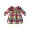 Latest Design custom kids girls colorful checked fall plaid polyester dress