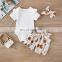 2020 Kids Baby Girls Clothes set infant summer Romper Tops Bodysuit+Flower Print Shorts Outfits Set