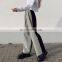 New Arrival Fashion Women Casual Ankle Length Vintage Gray Plaid Pants Loose Wide Leg Trousers