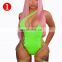 Lace Up Side Garter Neon Swimsuit Tanga Swimming Suit For Women Bather One Piece Monokini bikinis 2020 beachwear swimwear