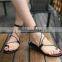 ladies roman style flat beach toe post sandals with ankle straps